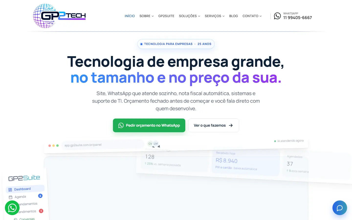 Página inicial de gp2tech.com.br